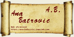 Ana Batrović vizit kartica